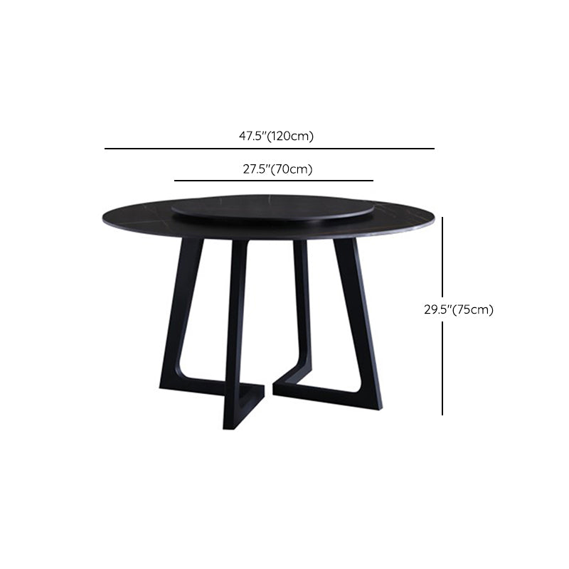Metal and Stone Table Glam Style Simple Home Black Round Dining Table Clearhalo 'Dining Tables & Seating' 'Dining Tables' 'dining_table' 'furn' 'furn_dining_table' 'Furniture' 'Kitchen & Dining Furniture' 6218845