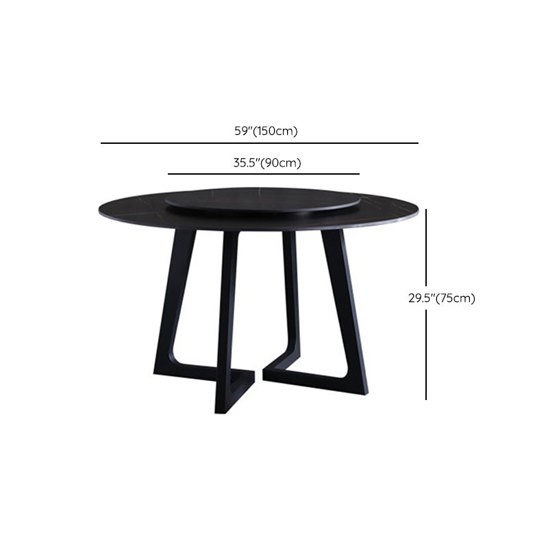 Metal and Stone Table Glam Style Simple Home Black Round Dining Table Clearhalo 'Dining Tables & Seating' 'Dining Tables' 'dining_table' 'furn' 'furn_dining_table' 'Furniture' 'Kitchen & Dining Furniture' 6218847