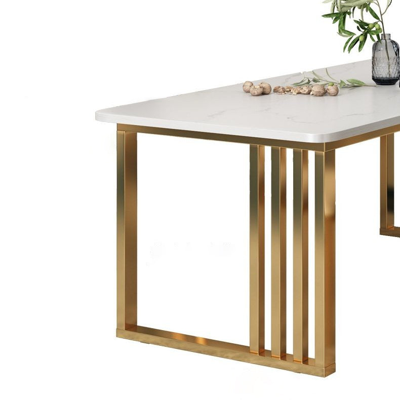 Metal and Slate Table Industrial Style Minimalist Home Rectangular Dining Table Clearhalo 'Dining Tables & Seating' 'Dining Tables' 'dining_table' 'furn' 'furn_dining_table' 'Furniture' 'Kitchen & Dining Furniture' 6218854