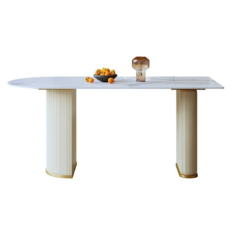Sintered Stone Fixed Dining Table Luxury Free Form Kitchen Room 47.2"L x 23.6"W x 29.5"H Without Chairs Clearhalo 'Dining Tables & Seating' 'Dining Tables' 'dining_table' 'furn' 'furn_dining_table' 'Furniture' 'Kitchen & Dining Furniture' 6218866