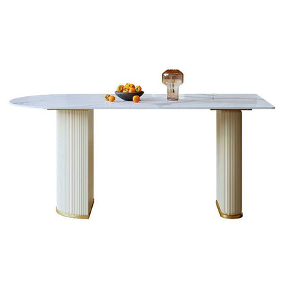 Sintered Stone Fixed Dining Table Luxury Free Form Kitchen Room 47.2"L x 23.6"W x 29.5"H Without Chairs Clearhalo 'Dining Tables & Seating' 'Dining Tables' 'dining_table' 'furn' 'furn_dining_table' 'Furniture' 'Kitchen & Dining Furniture' 6218866