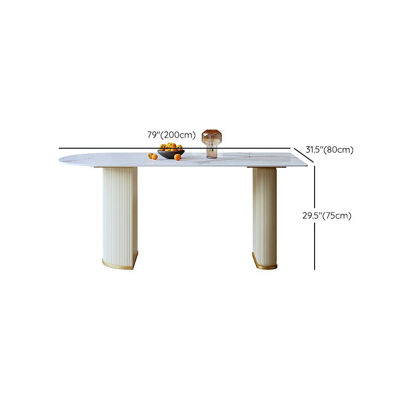 Sintered Stone Fixed Dining Table Luxury Free Form Kitchen Room Clearhalo 'Dining Tables & Seating' 'Dining Tables' 'dining_table' 'furn' 'furn_dining_table' 'Furniture' 'Kitchen & Dining Furniture' 6218874