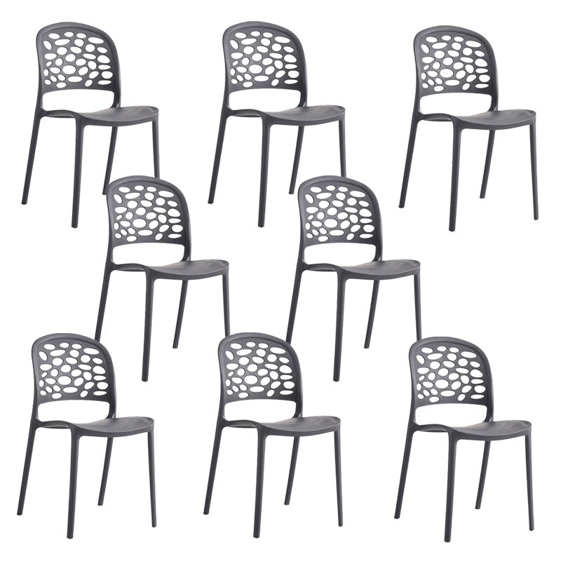 Moderne zijstoel open rug plastic eetkamerstoel voor eetkamer