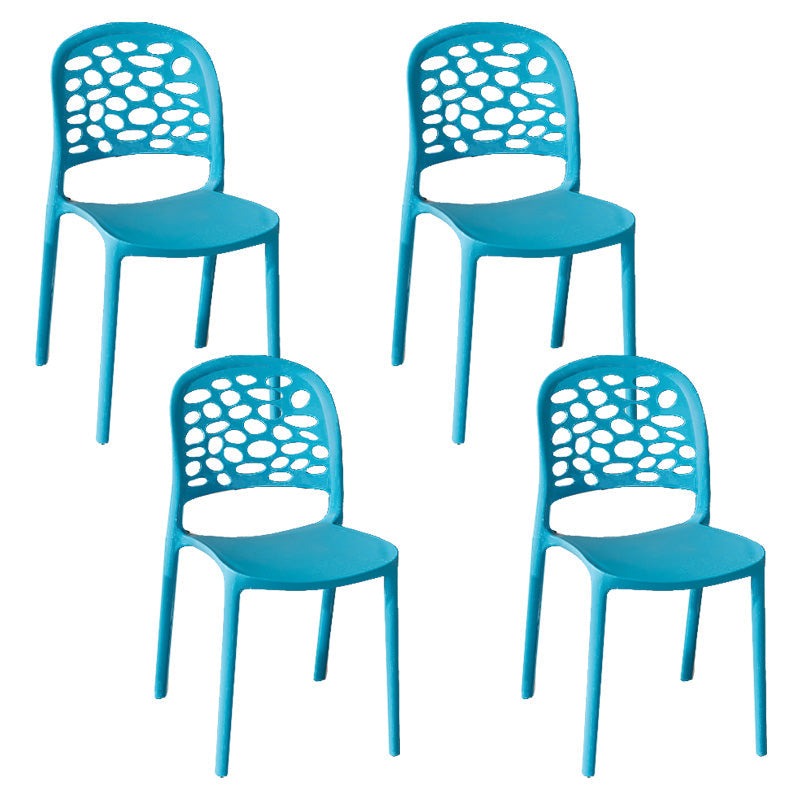 Moderne zijstoel open rug plastic eetkamerstoel voor eetkamer