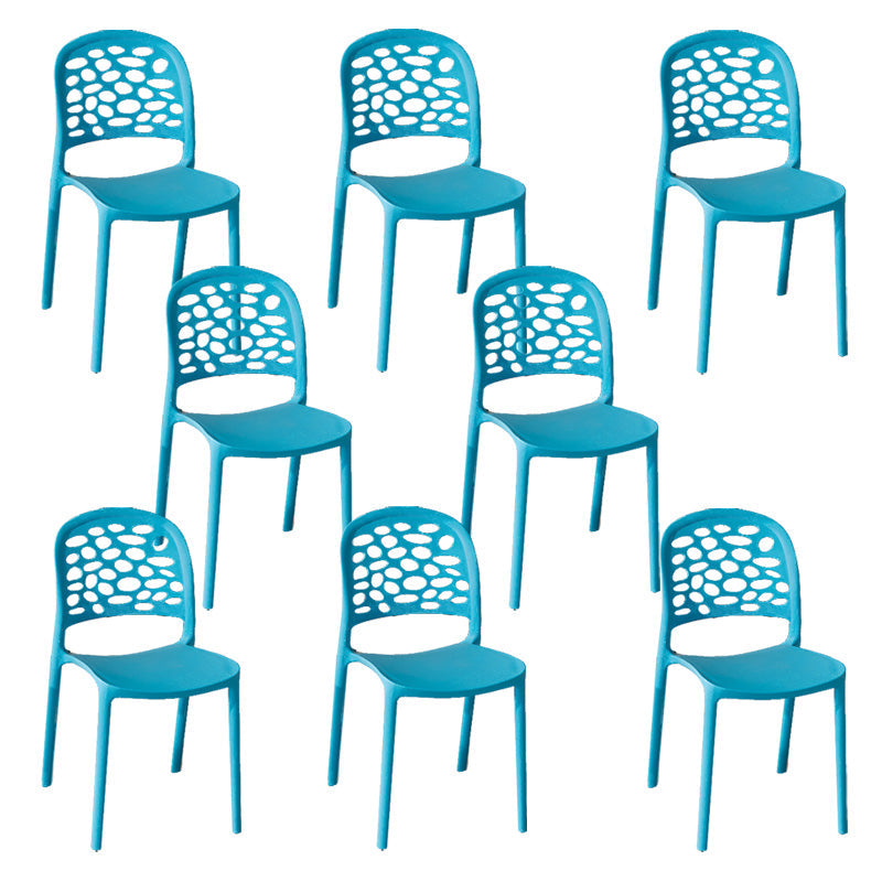 Moderne zijstoel open rug plastic eetkamerstoel voor eetkamer