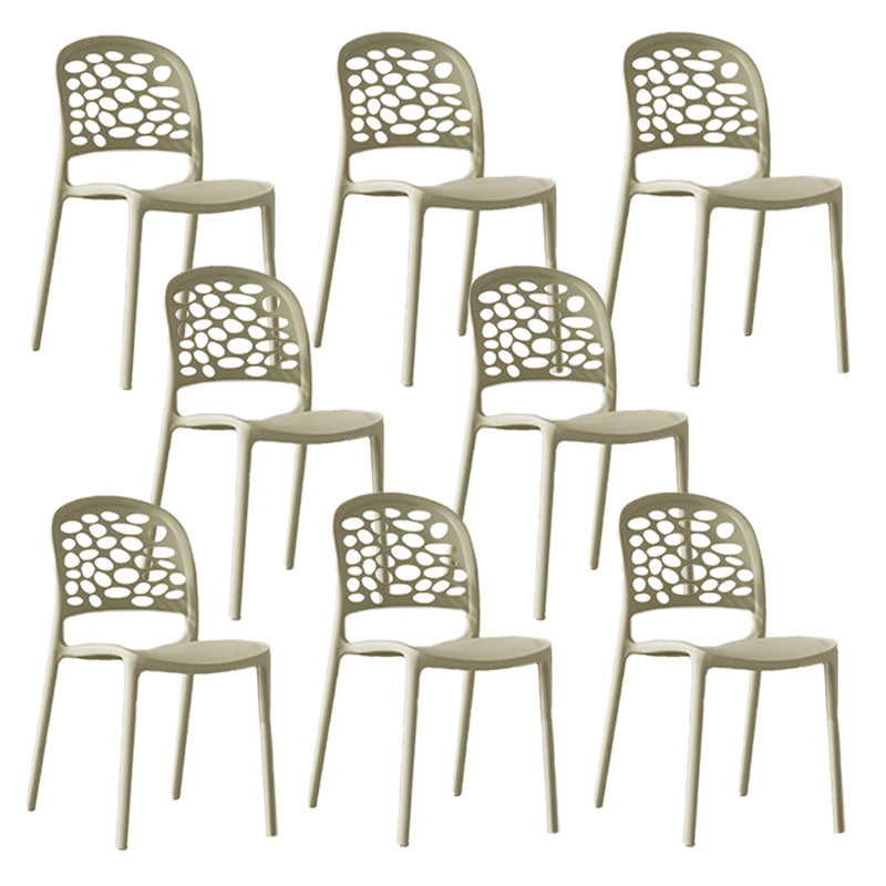 Moderne zijstoel open rug plastic eetkamerstoel voor eetkamer