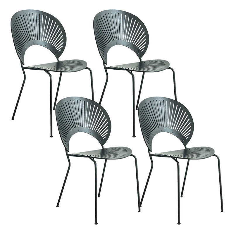 Industrial Metal Dining Room Chair Open Back Dining Chair for Restaurant Use Black 4 Piece Set Black Clearhalo 'Dining Chairs' 'Dining Tables & Seating' 'dining_chair' 'furn' 'furn_dining_chair' 'Furniture' 'Kitchen & Dining Furniture' 6219187