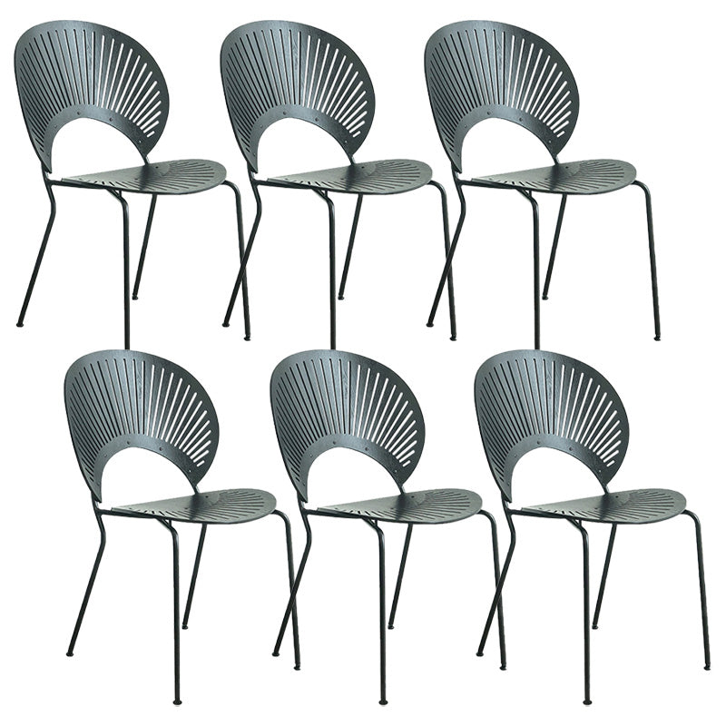 Industrial Metal Dining Room Chair Open Back Dining Chair for Restaurant Use Black 6 Piece Set Black Clearhalo 'Dining Chairs' 'Dining Tables & Seating' 'dining_chair' 'furn' 'furn_dining_chair' 'Furniture' 'Kitchen & Dining Furniture' 6219190