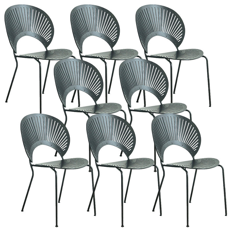 Industrial Metal Dining Room Chair Open Back Dining Chair for Restaurant Use Black 8 Piece Set Black Clearhalo 'Dining Chairs' 'Dining Tables & Seating' 'dining_chair' 'furn' 'furn_dining_chair' 'Furniture' 'Kitchen & Dining Furniture' 6219192