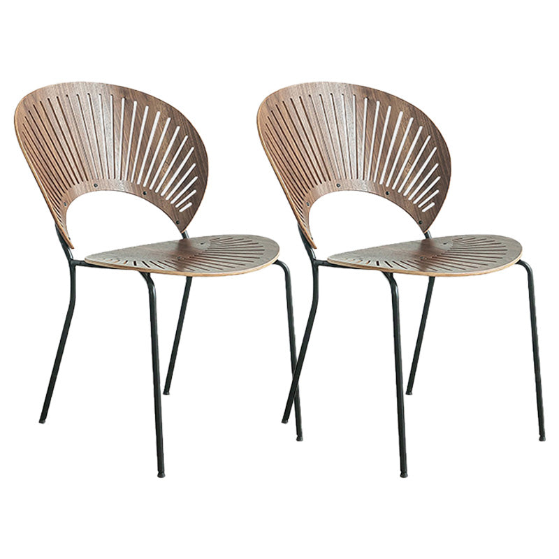 Industrial Metal Dining Room Chair Open Back Dining Chair for Restaurant Use Brown 2 Piece Set Black Clearhalo 'Dining Chairs' 'Dining Tables & Seating' 'dining_chair' 'furn' 'furn_dining_chair' 'Furniture' 'Kitchen & Dining Furniture' 6219194