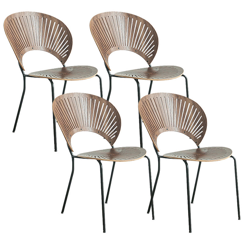 Industrial Metal Dining Room Chair Open Back Dining Chair for Restaurant Use Brown 4 Piece Set Black Clearhalo 'Dining Chairs' 'Dining Tables & Seating' 'dining_chair' 'furn' 'furn_dining_chair' 'Furniture' 'Kitchen & Dining Furniture' 6219196