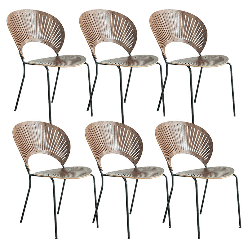 Industrial Metal Dining Room Chair Open Back Dining Chair for Restaurant Use Brown 6 Piece Set Black Clearhalo 'Dining Chairs' 'Dining Tables & Seating' 'dining_chair' 'furn' 'furn_dining_chair' 'Furniture' 'Kitchen & Dining Furniture' 6219197