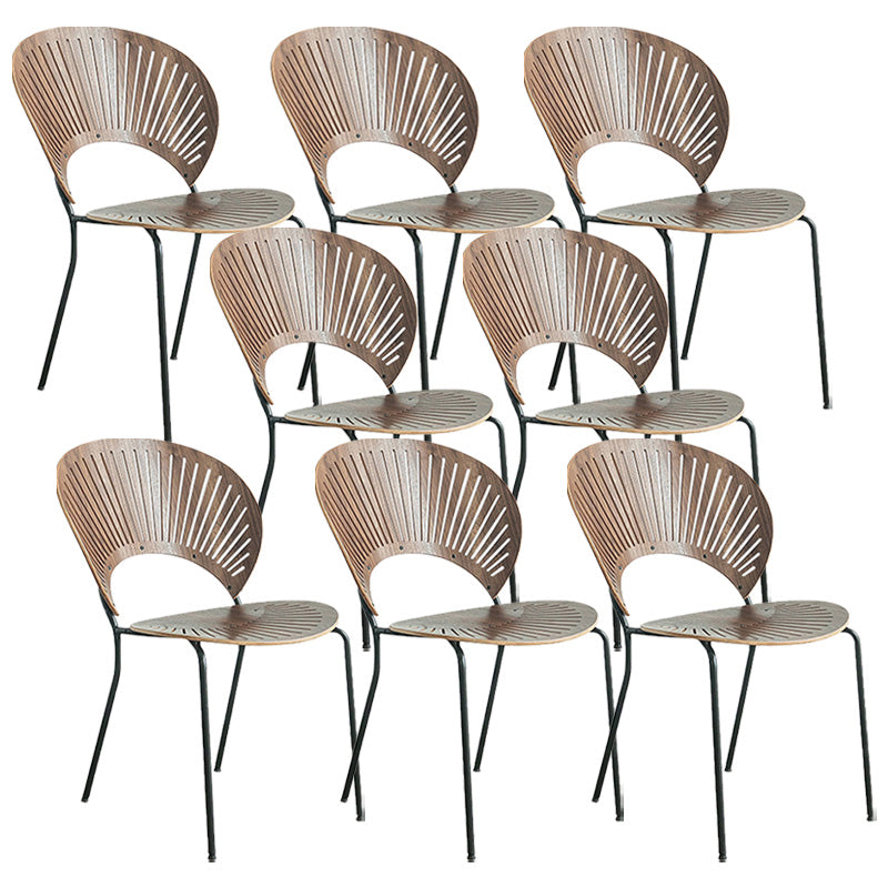 Industrial Metal Dining Room Chair Open Back Dining Chair for Restaurant Use Brown 8 Piece Set Black Clearhalo 'Dining Chairs' 'Dining Tables & Seating' 'dining_chair' 'furn' 'furn_dining_chair' 'Furniture' 'Kitchen & Dining Furniture' 6219200