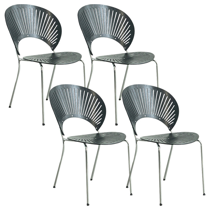 Industrial Metal Dining Room Chair Open Back Dining Chair for Restaurant Use Black 4 Piece Set Silver Clearhalo 'Dining Chairs' 'Dining Tables & Seating' 'dining_chair' 'furn' 'furn_dining_chair' 'Furniture' 'Kitchen & Dining Furniture' 6219211