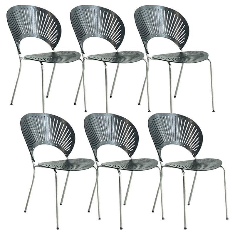 Industrial Metal Dining Room Chair Open Back Dining Chair for Restaurant Use Black 6 Piece Set Silver Clearhalo 'Dining Chairs' 'Dining Tables & Seating' 'dining_chair' 'furn' 'furn_dining_chair' 'Furniture' 'Kitchen & Dining Furniture' 6219213