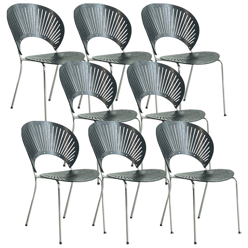 Industrial Metal Dining Room Chair Open Back Dining Chair for Restaurant Use Black 8 Piece Set Silver Clearhalo 'Dining Chairs' 'Dining Tables & Seating' 'dining_chair' 'furn' 'furn_dining_chair' 'Furniture' 'Kitchen & Dining Furniture' 6219214
