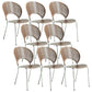 Industrial Metal Dining Room Chair Open Back Dining Chair for Restaurant Use Brown 8 Piece Set Silver Clearhalo 'Dining Chairs' 'Dining Tables & Seating' 'dining_chair' 'furn' 'furn_dining_chair' 'Furniture' 'Kitchen & Dining Furniture' 6219218