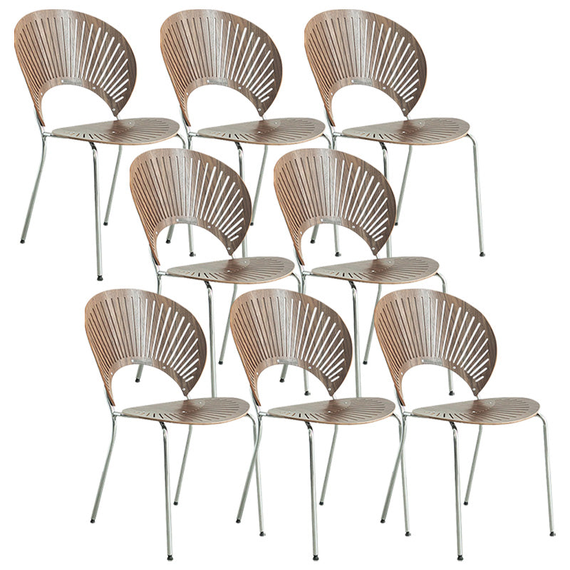 Industrial Metal Dining Room Chair Open Back Dining Chair for Restaurant Use Brown 8 Piece Set Silver Clearhalo 'Dining Chairs' 'Dining Tables & Seating' 'dining_chair' 'furn' 'furn_dining_chair' 'Furniture' 'Kitchen & Dining Furniture' 6219218