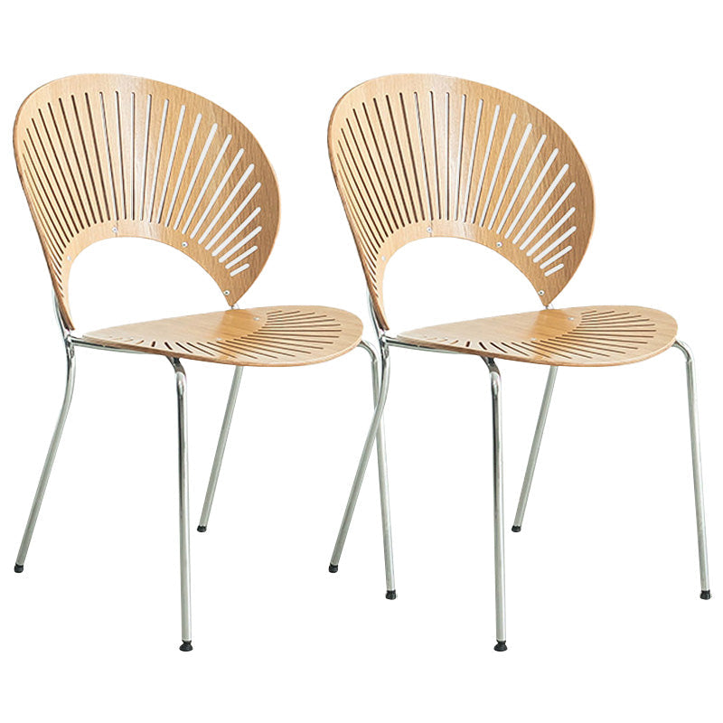 Industrial Metal Dining Room Chair Open Back Dining Chair for Restaurant Use Wood 2 Piece Set Silver Clearhalo 'Dining Chairs' 'Dining Tables & Seating' 'dining_chair' 'furn' 'furn_dining_chair' 'Furniture' 'Kitchen & Dining Furniture' 6219219