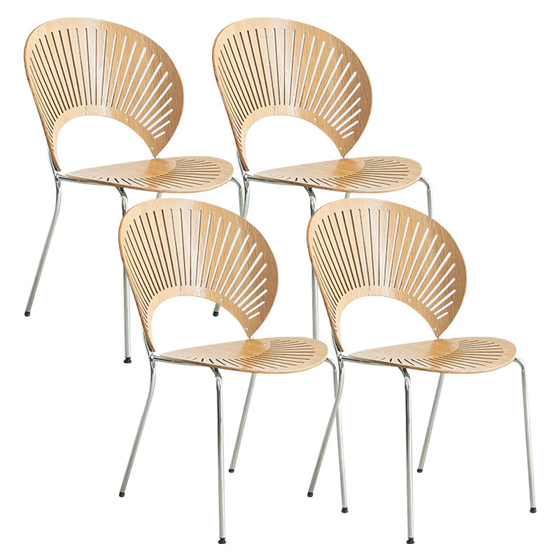 Industrial Metal Dining Room Chair Open Back Dining Chair for Restaurant Use Wood 4 Piece Set Silver Clearhalo 'Dining Chairs' 'Dining Tables & Seating' 'dining_chair' 'furn' 'furn_dining_chair' 'Furniture' 'Kitchen & Dining Furniture' 6219220