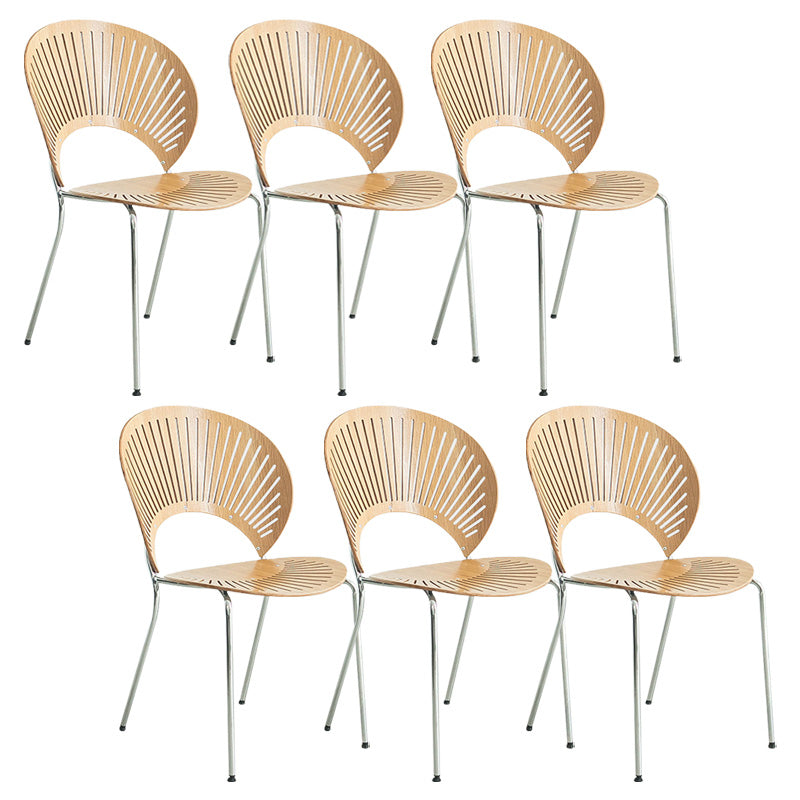 Industrial Metal Dining Room Chair Open Back Dining Chair for Restaurant Use Wood 6 Piece Set Silver Clearhalo 'Dining Chairs' 'Dining Tables & Seating' 'dining_chair' 'furn' 'furn_dining_chair' 'Furniture' 'Kitchen & Dining Furniture' 6219221