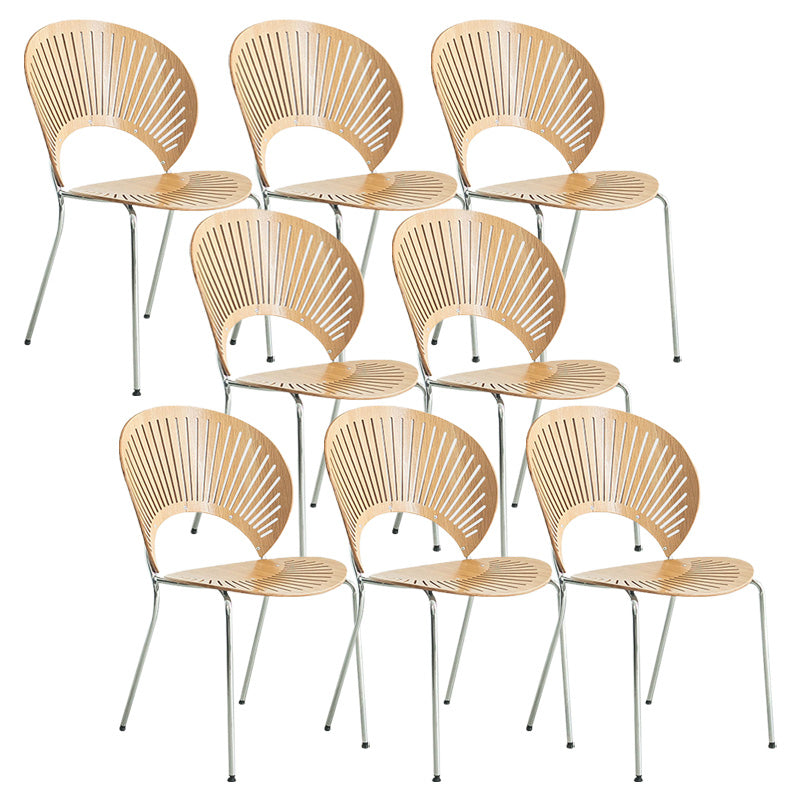 Industrial Metal Dining Room Chair Open Back Dining Chair for Restaurant Use Wood 8 Piece Set Silver Clearhalo 'Dining Chairs' 'Dining Tables & Seating' 'dining_chair' 'furn' 'furn_dining_chair' 'Furniture' 'Kitchen & Dining Furniture' 6219222