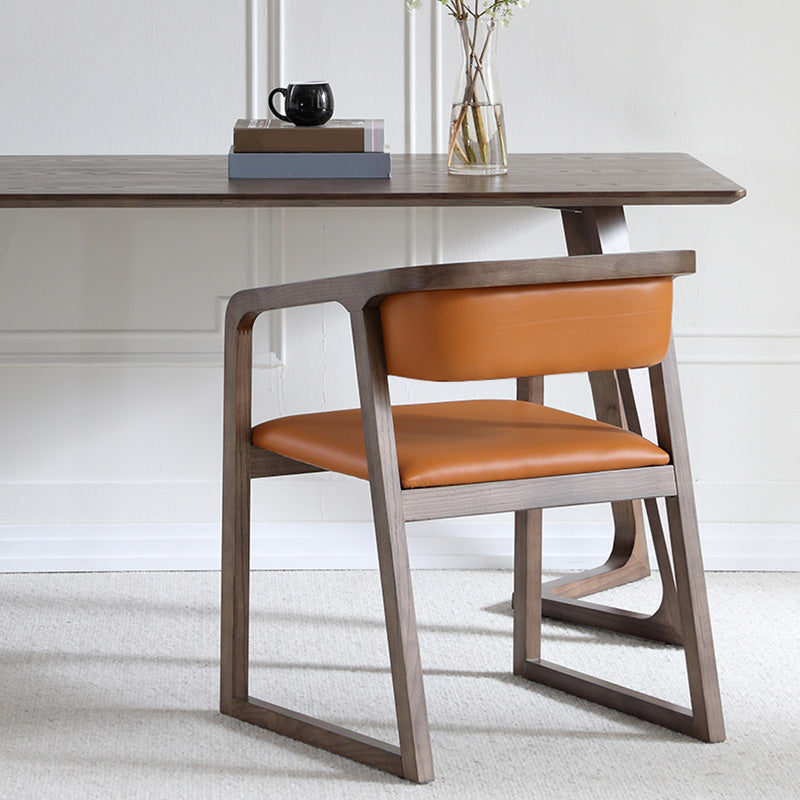 Contemporary Wood Dining Arm Chairs Open Back Dining Side Chair for Restaurant Use