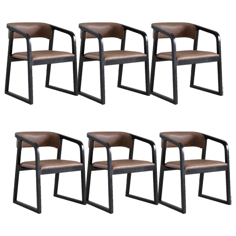 Contemporary Wood Dining Arm Chairs Open Back Dining Side Chair for Restaurant Use