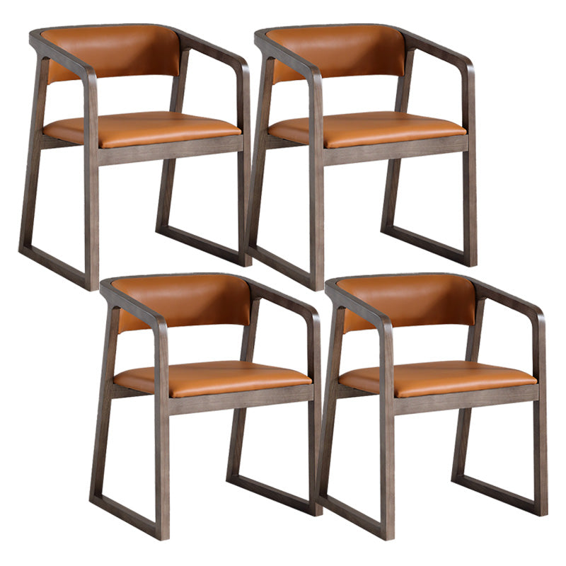 Contemporary Wood Dining Arm Chairs Open Back Dining Side Chair for Restaurant Use
