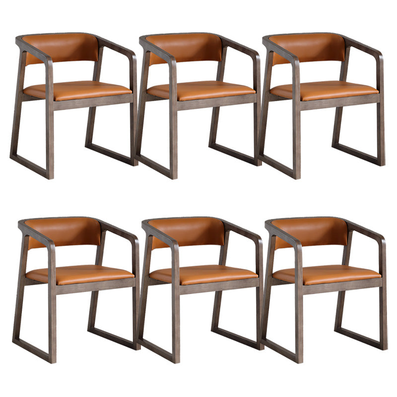 Contemporary Wood Dining Arm Chairs Open Back Dining Side Chair for Restaurant Use