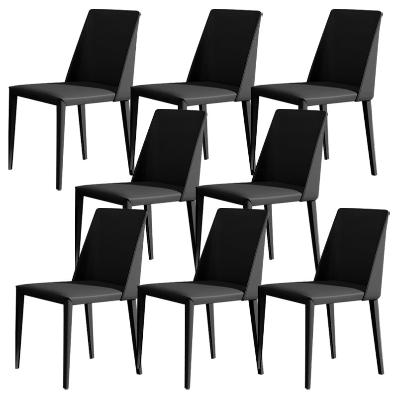 Modern Style Leather Side Chair Armless Metal Side Chair for Home Use
