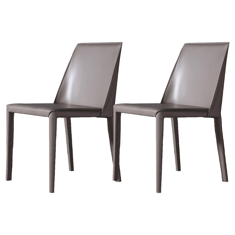 Modern Style Leather Side Chair Armless Metal Side Chair for Home Use