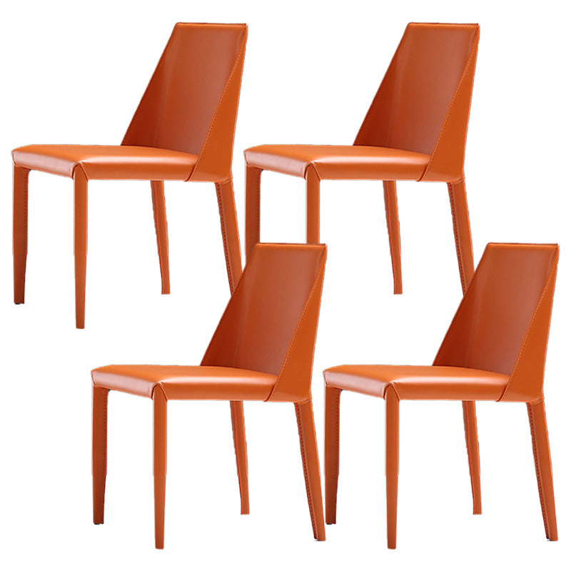 Modern Style Leather Side Chair Armless Metal Side Chair for Home Use