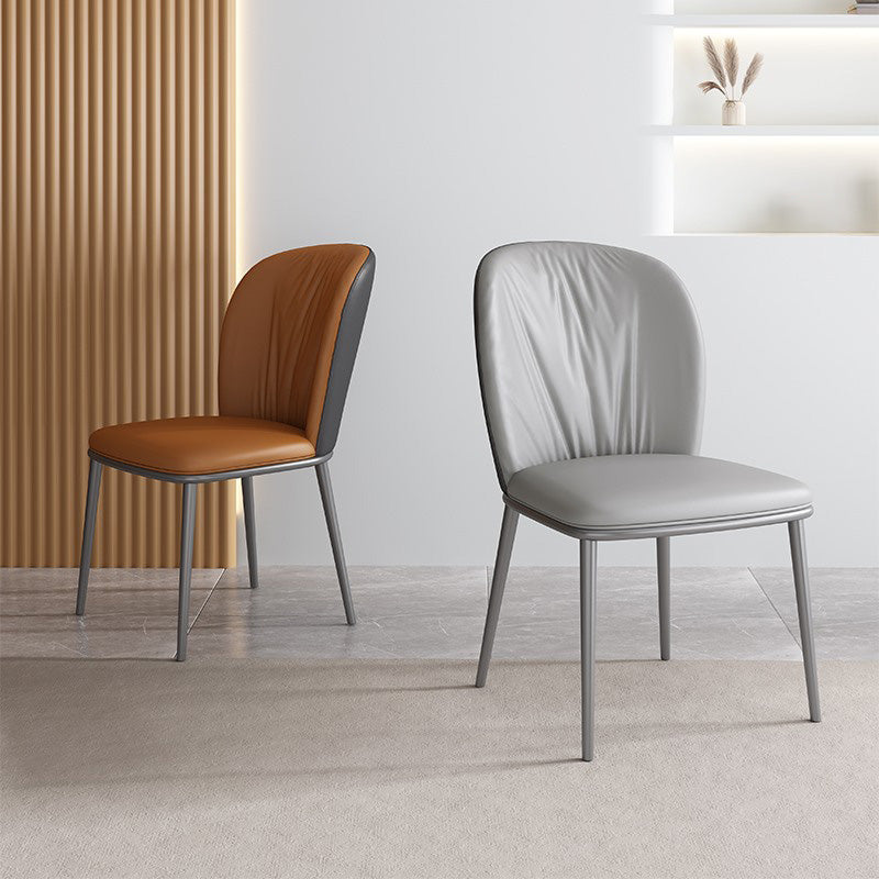 Moderne stijl faux lederen stoelarmloze metalen zijstoel voor thuisgebruik