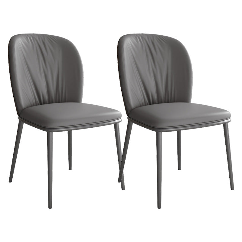 Moderne stijl faux lederen stoelarmloze metalen zijstoel voor thuisgebruik