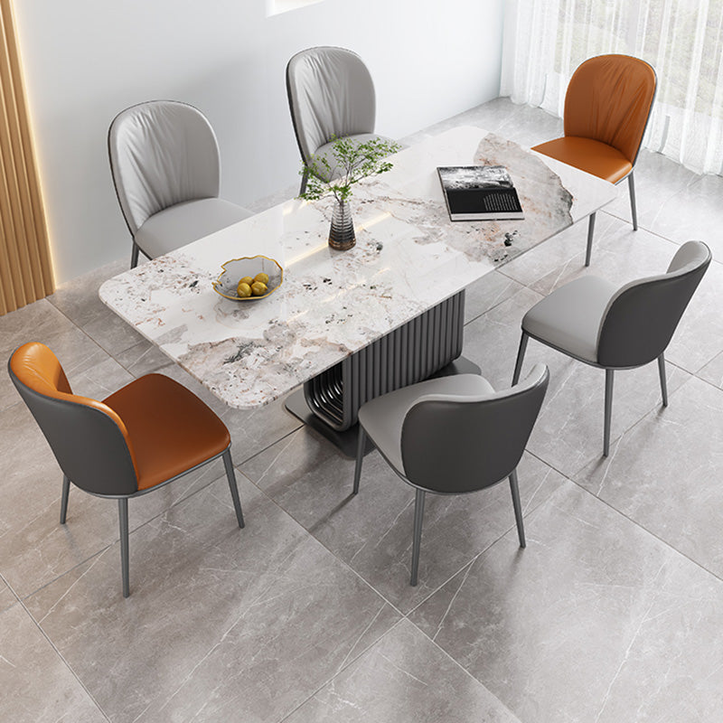 Moderne stijl faux lederen stoelarmloze metalen zijstoel voor thuisgebruik