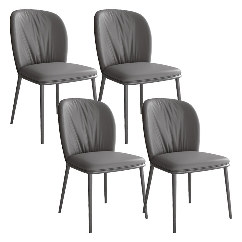 Moderne stijl faux lederen stoelarmloze metalen zijstoel voor thuisgebruik