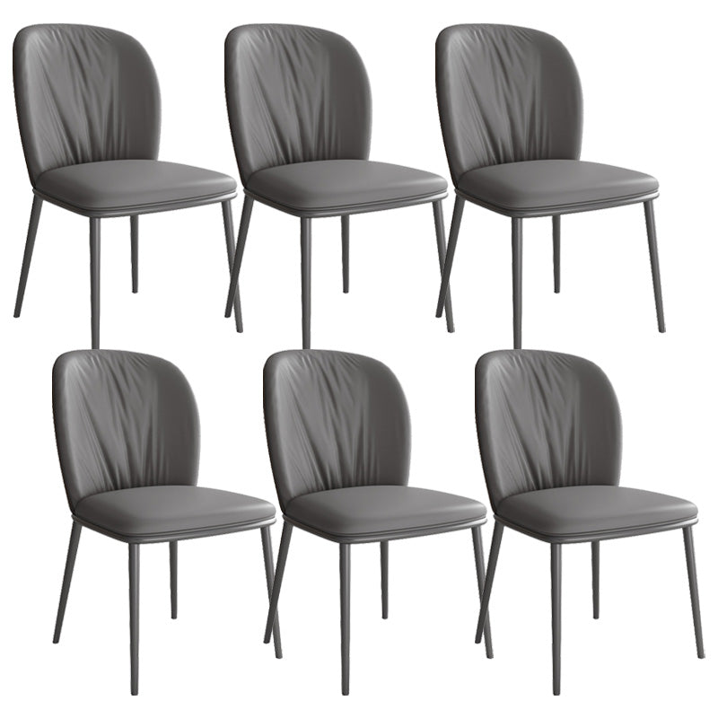 Moderne stijl faux lederen stoelarmloze metalen zijstoel voor thuisgebruik