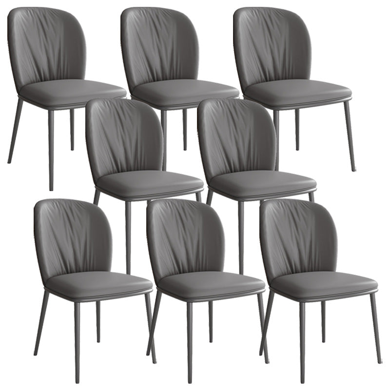 Moderne stijl faux lederen stoelarmloze metalen zijstoel voor thuisgebruik