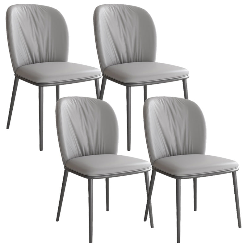 Moderne stijl faux lederen stoelarmloze metalen zijstoel voor thuisgebruik