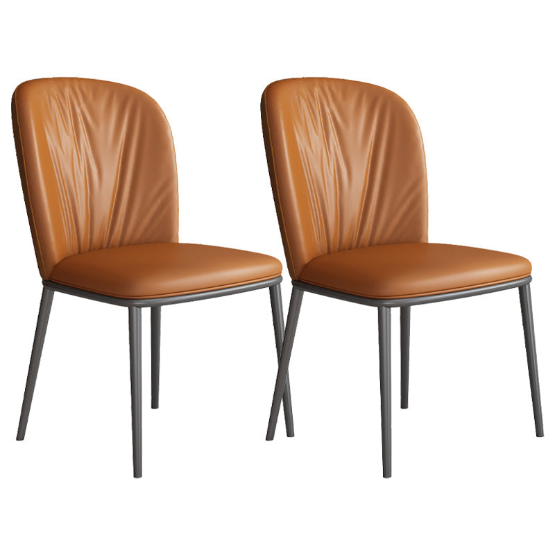 Moderne stijl faux lederen stoelarmloze metalen zijstoel voor thuisgebruik
