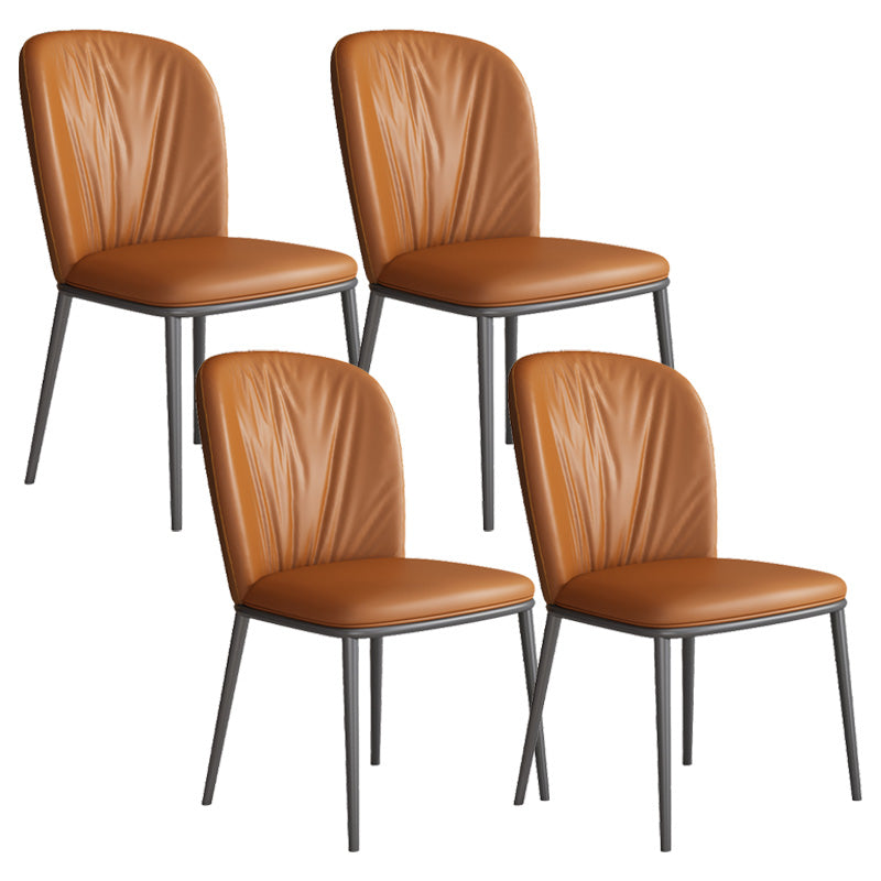 Moderne stijl faux lederen stoelarmloze metalen zijstoel voor thuisgebruik