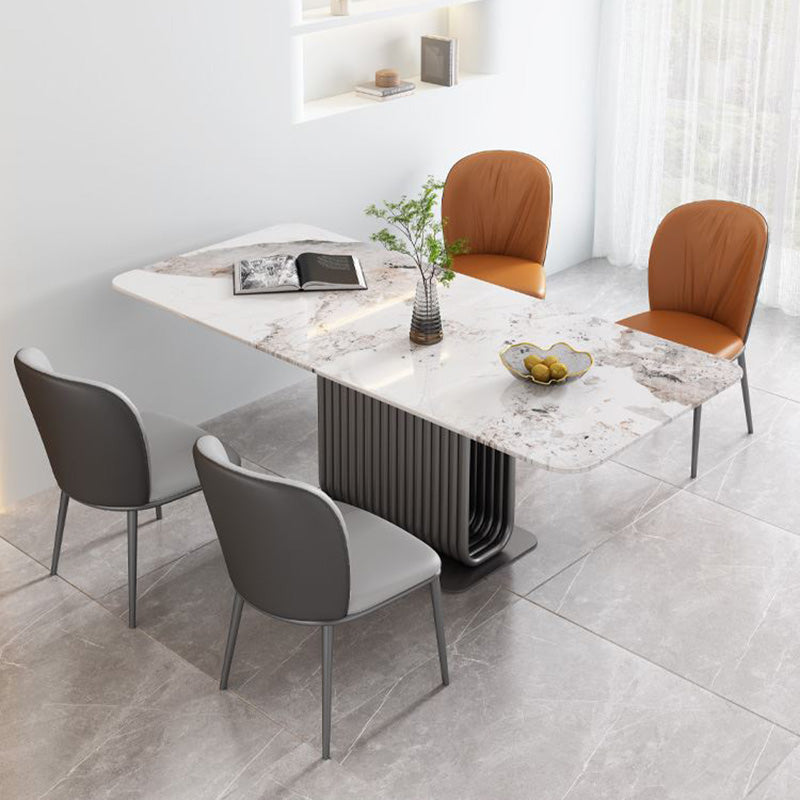 Moderne stijl faux lederen stoelarmloze metalen zijstoel voor thuisgebruik