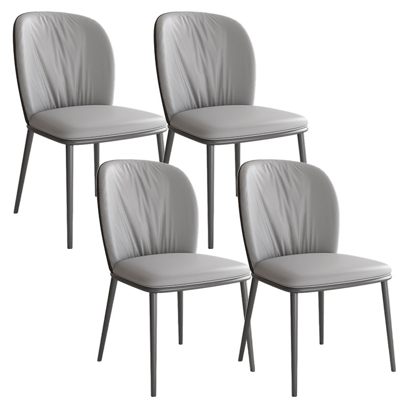 Moderne stijl faux lederen stoelarmloze metalen zijstoel voor thuisgebruik