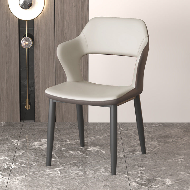 Modern Faux Leather Dining Side Chairs Open Back Dining Arm Chair for Dining Room