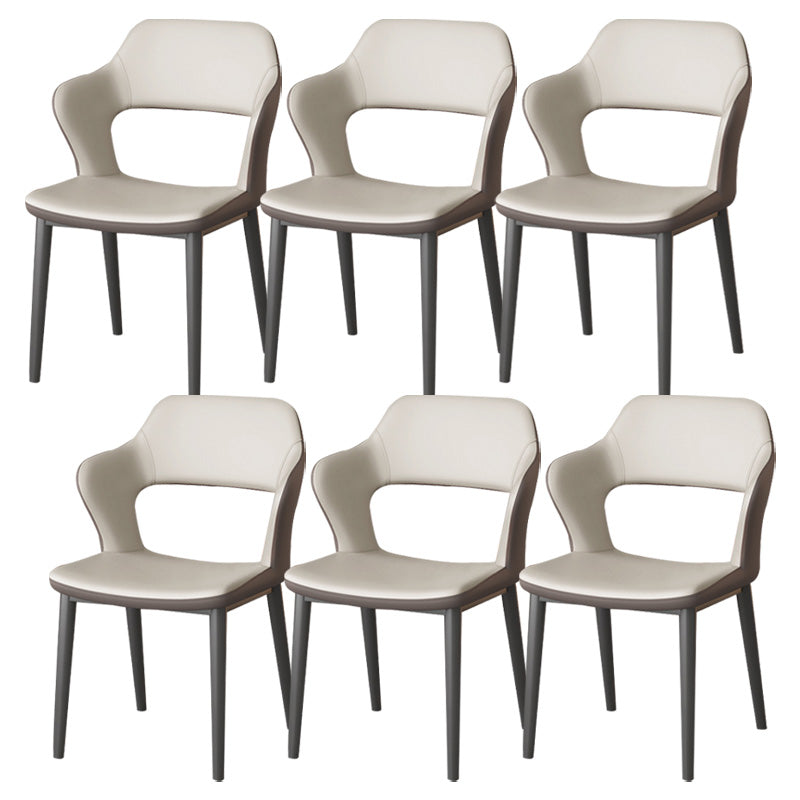 Modern Faux Leather Dining Side Chairs Open Back Dining Arm Chair for Dining Room