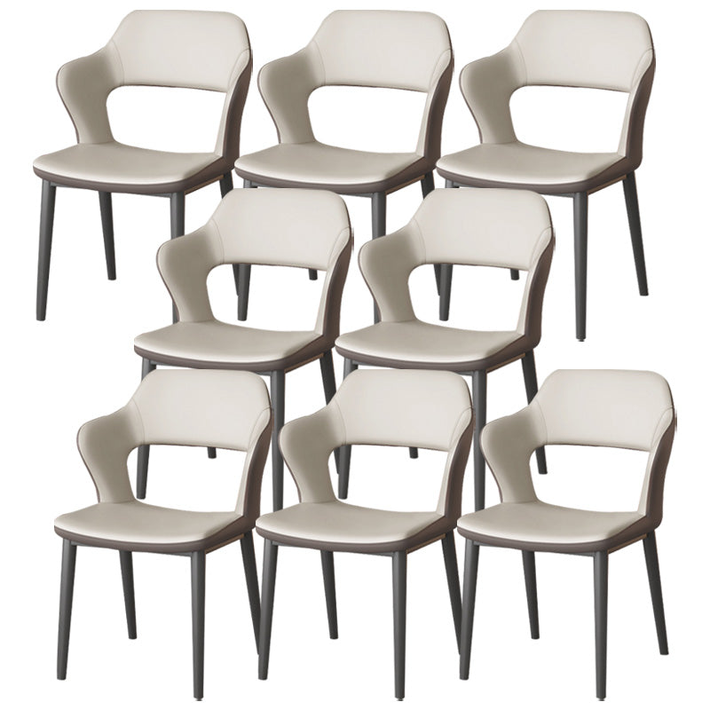 Modern Faux Leather Dining Side Chairs Open Back Dining Arm Chair for Dining Room