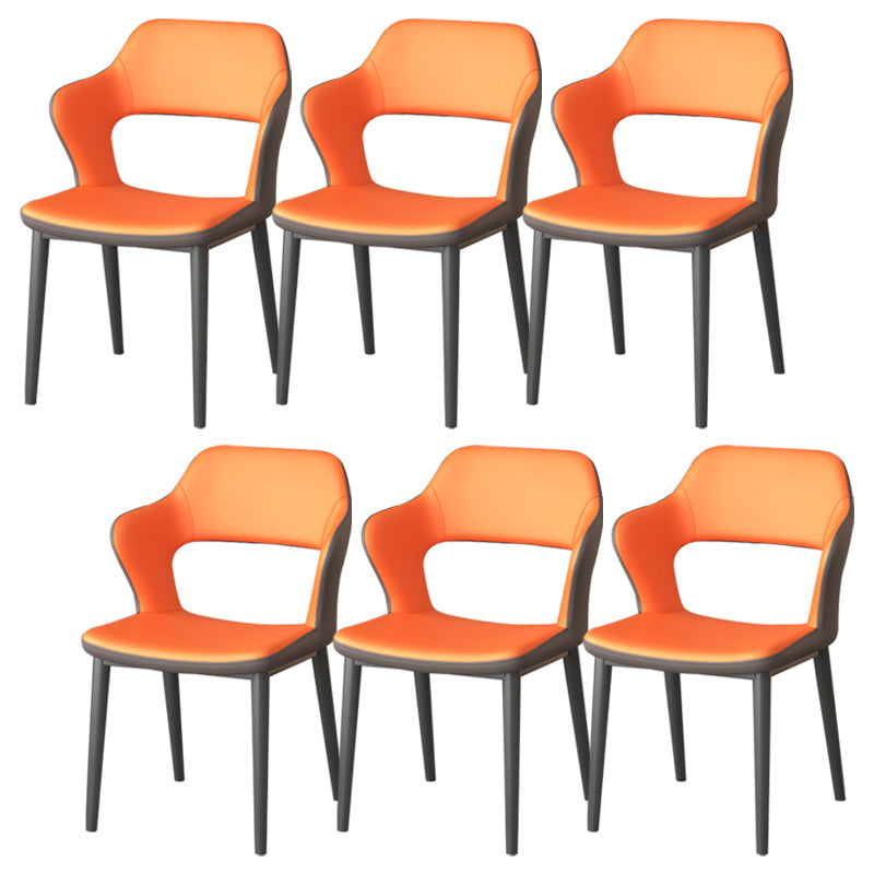 Modern Faux Leather Dining Side Chairs Open Back Dining Arm Chair for Dining Room