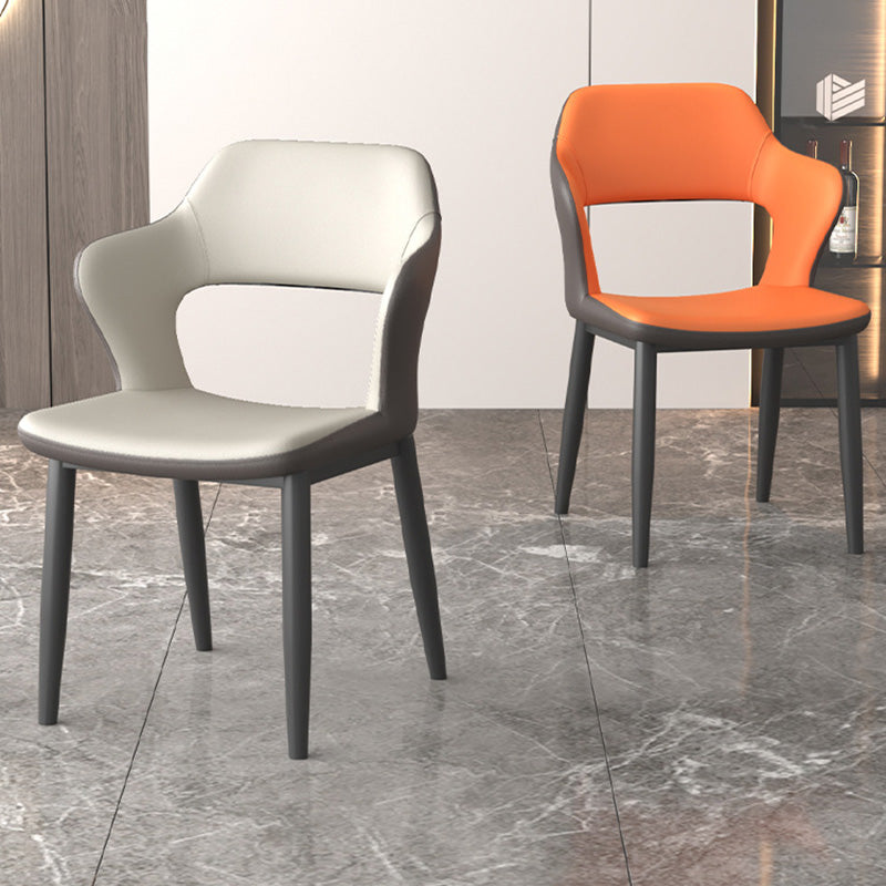 Modern Faux Leather Dining Side Chairs Open Back Dining Arm Chair for Dining Room