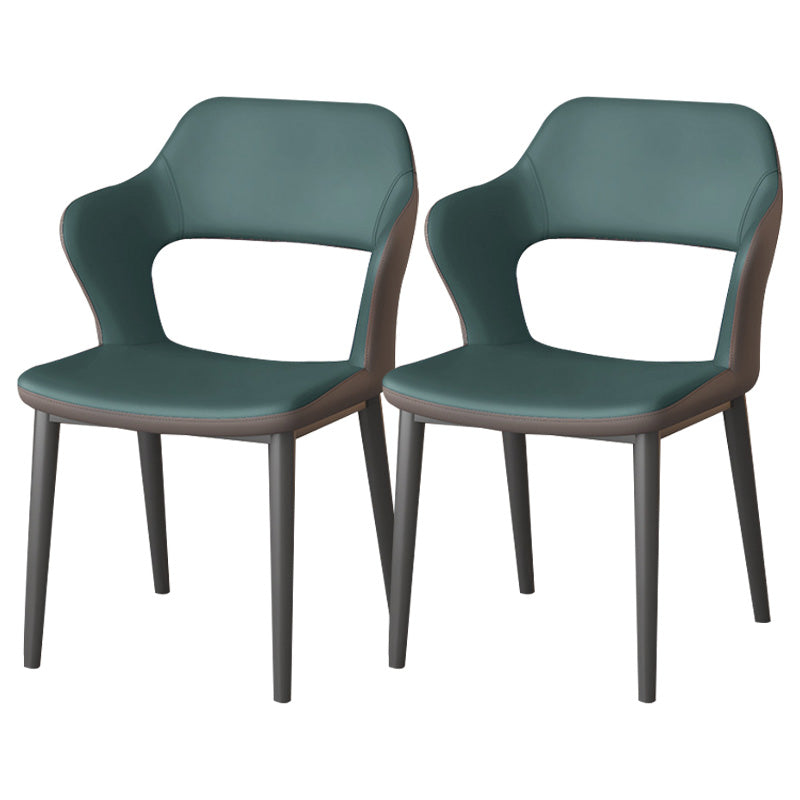 Modern Faux Leather Dining Side Chairs Open Back Dining Arm Chair for Dining Room
